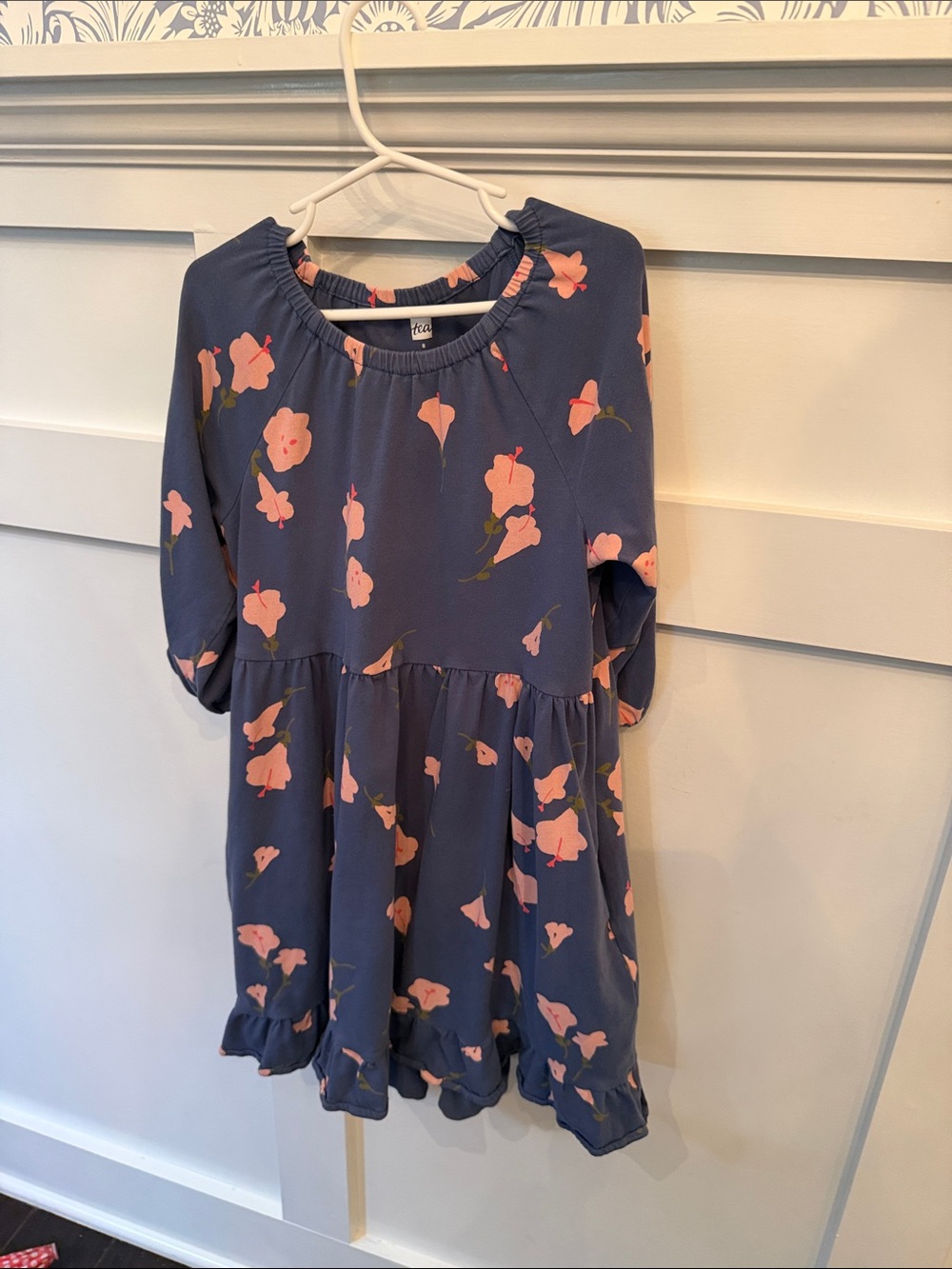 Girls tea brand Navy Blue Floral Ruffle Dress